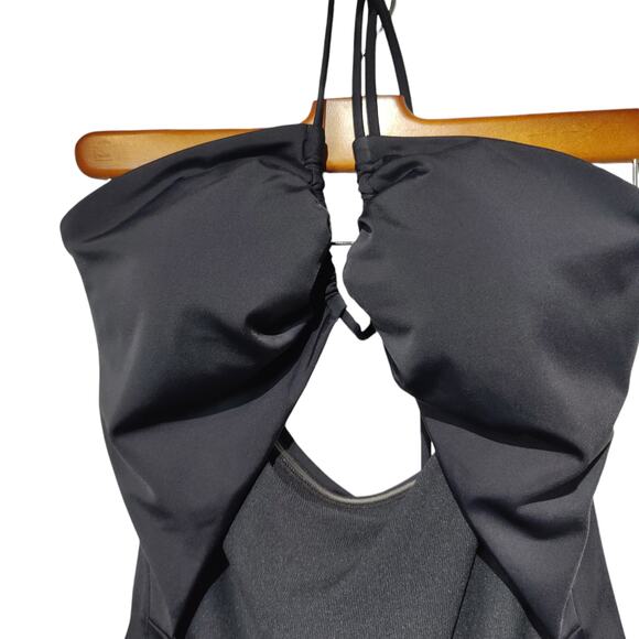 Boden Women's Sz 14 US Black Cut Out Detail String One Piece Swimsuit  Halter - Picture 3 of 8